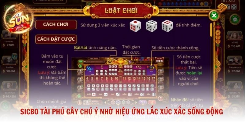 Sicbo Tài Phú gây chú ý nhờ hiệu ứng lắc xúc xắc sống động