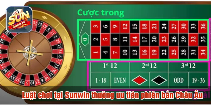 Luật chơi tại Sunwin thường ưu tiên phiên bản Châu Âu