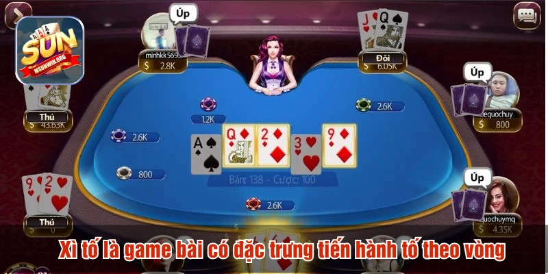 Xì tố là game bài có đặc trưng tiến hành tố theo vòng
